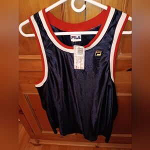 Fila Authentic Navy and Red Sleeveless Top Dazzle Tank New